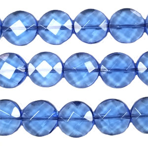 BLUE QUARTZ FACETED DISC 14MM